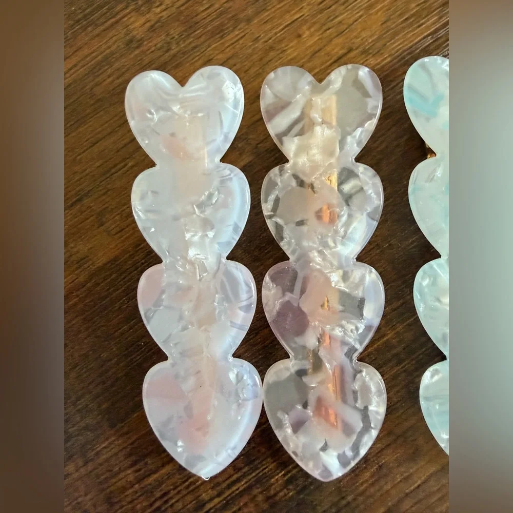 Acrylic Heart Hairclips- Set of 4